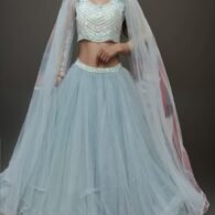 Stunning sky Blue Net Lehenga for Special Occasions For Rent Only